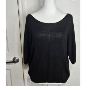Mossimo Women's Medium Boat Neck Knit Pullover Short Sleeve Black Sweater